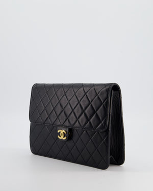 Chanel Black Vintage Classic Flap Bag in Lambskin Leather with Gold Hardware