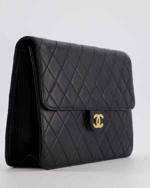 Chanel Black Vintage Classic Flap Bag in Lambskin Leather with Gold Hardware