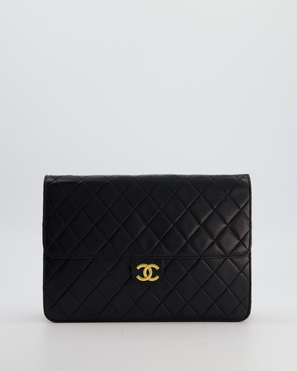 Chanel Black Vintage Classic Flap Bag in Lambskin Leather with Gold Hardware