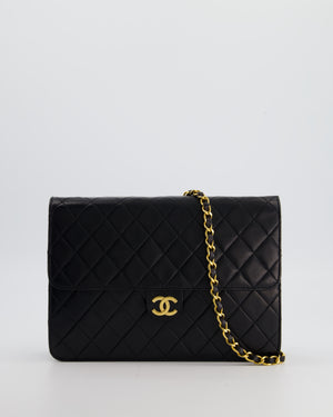 Chanel Black Vintage Classic Flap Bag in Lambskin Leather with Gold Hardware