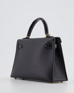 *ULTRA RARE* Hermès Mini Kelly II 20 Touch Bag in Black Madame Leather and Alligator Mississippesis Leather with Gold Hardware