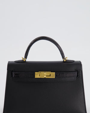*ULTRA RARE* Hermès Mini Kelly II 20 Touch Bag in Black Madame Leather and Alligator Mississippesis Leather with Gold Hardware