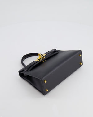 *ULTRA RARE* Hermès Mini Kelly II 20 Touch Bag in Black Madame Leather and Alligator Mississippesis Leather with Gold Hardware