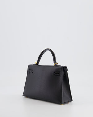 *ULTRA RARE* Hermès Mini Kelly II 20 Touch Bag in Black Madame Leather and Alligator Mississippesis Leather with Gold Hardware
