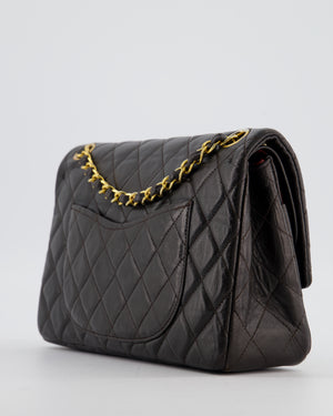 Chanel Espresso Brown Vintage Classic Double Flap Bag in Lambskin Leather with 24K Gold Hardware