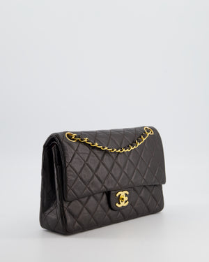 Chanel Espresso Brown Vintage Classic Double Flap Bag in Lambskin Leather with 24K Gold Hardware