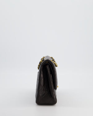 Chanel Espresso Brown Vintage Classic Double Flap Bag in Lambskin Leather with 24K Gold Hardware