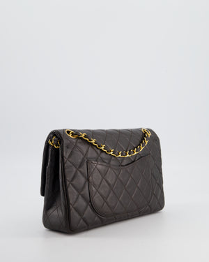 Chanel Espresso Brown Vintage Classic Double Flap Bag in Lambskin Leather with 24K Gold Hardware