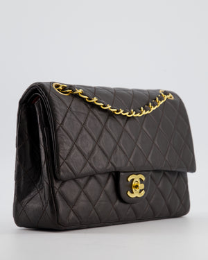 Chanel Espresso Brown Vintage Classic Double Flap Bag in Lambskin Leather with 24K Gold Hardware