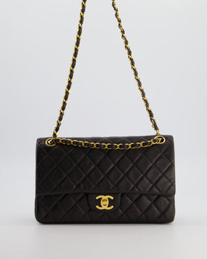 Chanel Espresso Brown Vintage Classic Double Flap Bag in Lambskin Leather with 24K Gold Hardware