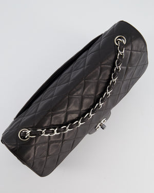 Chanel Black Vintage Jumbo Single Flap Bag in Lambskin Leather with Silver Hardware