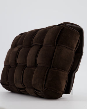*HOT* Bottega Veneta Chocolate Brown Cassette Padded Intrecciato Suede Shoulder Bag with Gold Hardware