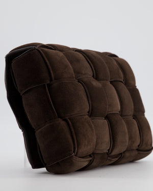 *HOT* Bottega Veneta Chocolate Brown Cassette Padded Intrecciato Suede Shoulder Bag with Gold Hardware