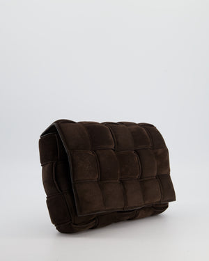 *HOT* Bottega Veneta Chocolate Brown Cassette Padded Intrecciato Suede Shoulder Bag with Gold Hardware