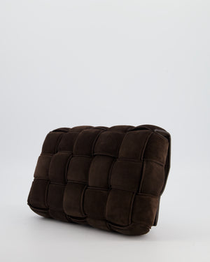 *HOT* Bottega Veneta Chocolate Brown Cassette Padded Intrecciato Suede Shoulder Bag with Gold Hardware