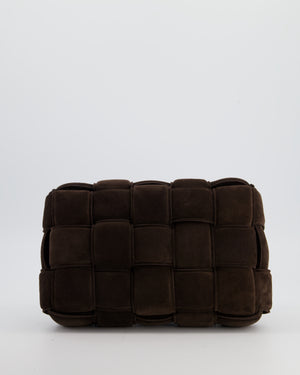 *HOT* Bottega Veneta Chocolate Brown Cassette Padded Intrecciato Suede Shoulder Bag with Gold Hardware
