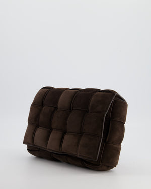 *HOT* Bottega Veneta Chocolate Brown Cassette Padded Intrecciato Suede Shoulder Bag with Gold Hardware