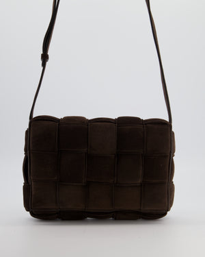 *HOT* Bottega Veneta Chocolate Brown Cassette Padded Intrecciato Suede Shoulder Bag with Gold Hardware