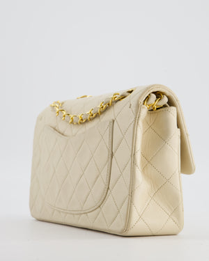 Chanel Cream Vintage Small Classic Double Flap Bag in Lambskin Leather with 24K Gold Hardware