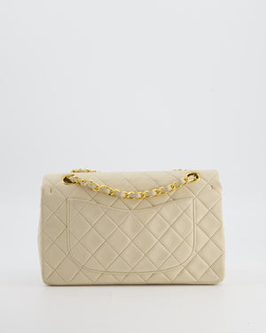 Chanel Cream Vintage Small Classic Double Flap Bag in Lambskin Leather with 24K Gold Hardware