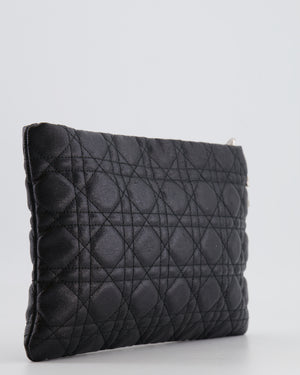 Christian Dior Black Leather Cannage Pouch Bag with Silver Hardware