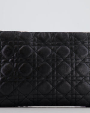 Christian Dior Black Leather Cannage Pouch Bag with Silver Hardware