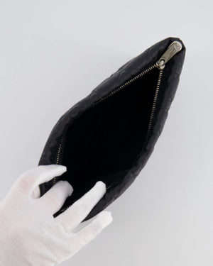 Christian Dior Black Leather Cannage Pouch Bag with Silver Hardware