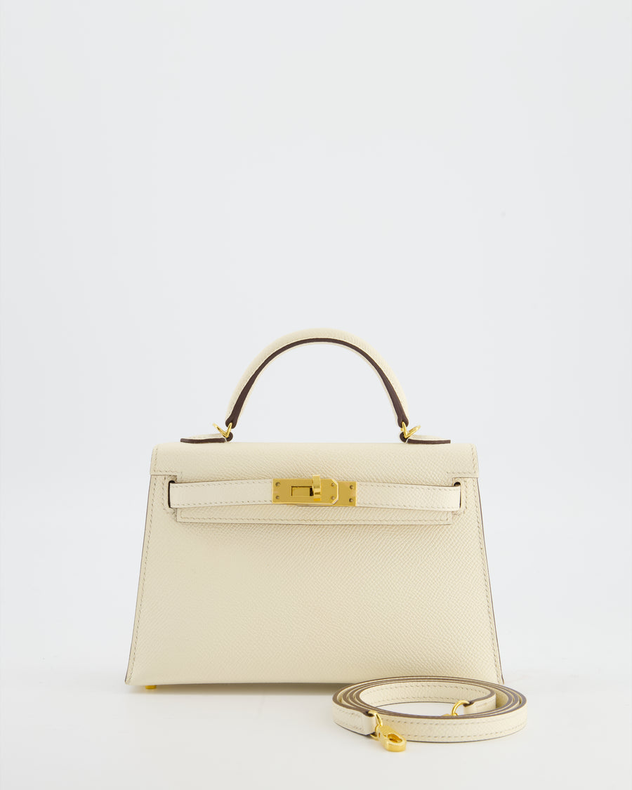 *HOT* Hermès Mini Kelly II Bag in Nata Epsom Leather with Gold Hardware