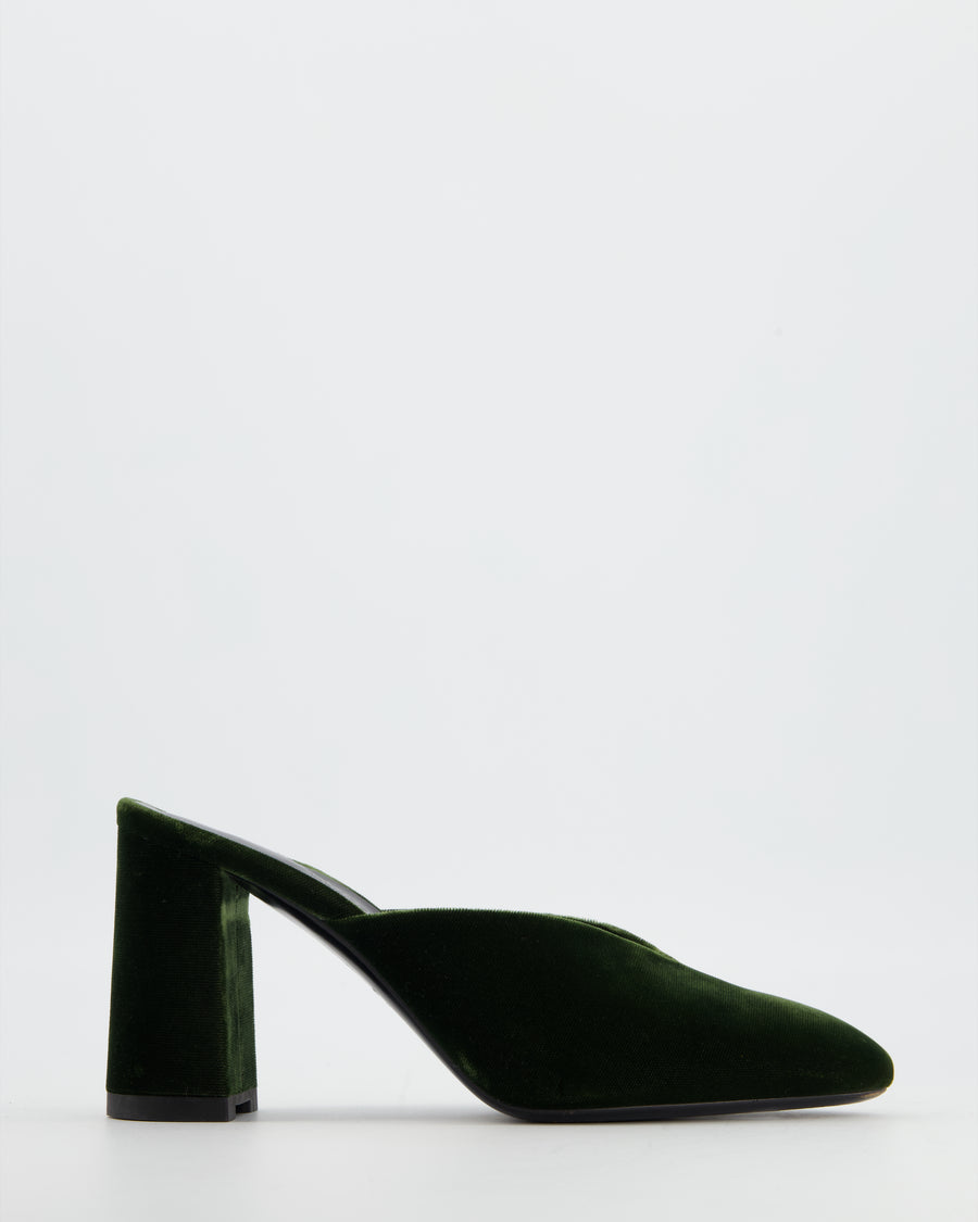 Hermès Green Velvet Victoria Mules Heels Size EU 37