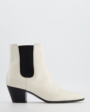 Celine White Pointed Boots with Black Detail Size EU 37.5