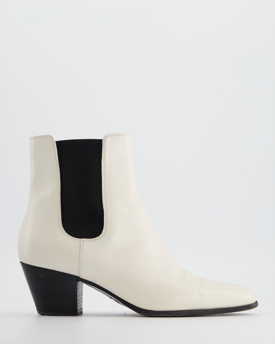 Celine White Pointed Boots with Black Detail Size EU 37.5