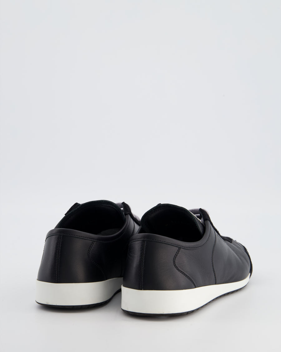 Chanel Interlocking Black Calfskin Leather Sneakers with Logo Detail Size EU 37.5