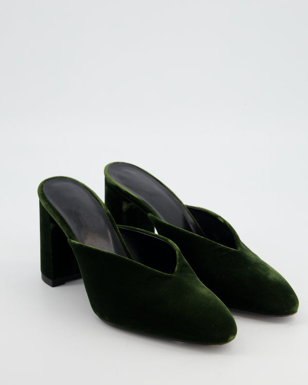 Hermès Green Velvet Victoria Mules Heels Size EU 37