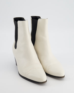 Celine White Pointed Boots with Black Detail Size EU 37.5