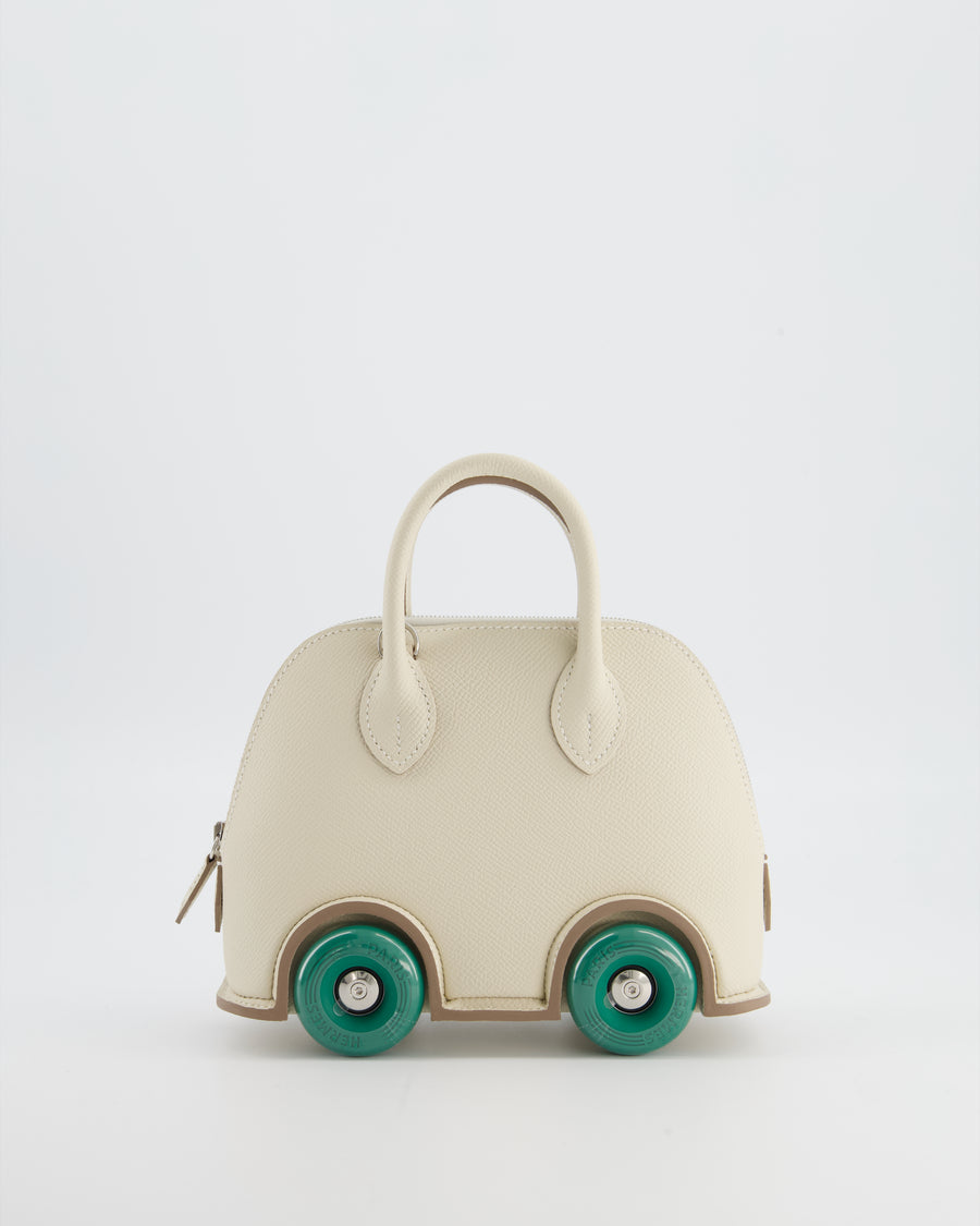 *SUPER RARE* Hermès Bolide on Wheels Bag in Craie Epsom Leather with Vert Vertigo Wheels and Palladium Hardware