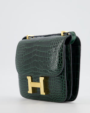 Hermès Constance III 18 Bag in Shiny Alligator Vert Fonce with Gold Hardware