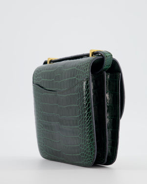 Hermès Constance III 18 Bag in Shiny Alligator Vert Fonce with Gold Hardware
