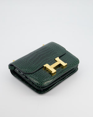 Hermès Constance III 18 Bag in Shiny Alligator Vert Fonce with Gold Hardware