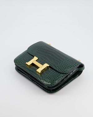 Hermès Constance III 18 Bag in Shiny Alligator Vert Fonce with Gold Hardware