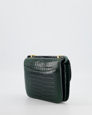 Hermès Constance III 18 Bag in Shiny Alligator Vert Fonce with Gold Hardware
