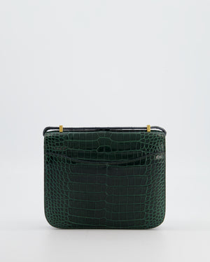 Hermès Constance III 18 Bag in Shiny Alligator Vert Fonce with Gold Hardware