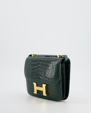 Hermès Constance III 18 Bag in Shiny Alligator Vert Fonce with Gold Hardware