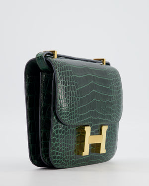 Hermès Constance III 18 Bag in Shiny Alligator Vert Fonce with Gold Hardware