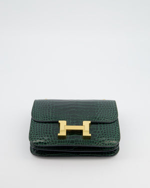 Hermès Constance III 18 Bag in Shiny Alligator Vert Fonce with Gold Hardware