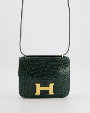 Hermès Constance III 18 Bag in Shiny Alligator Vert Fonce with Gold Hardware