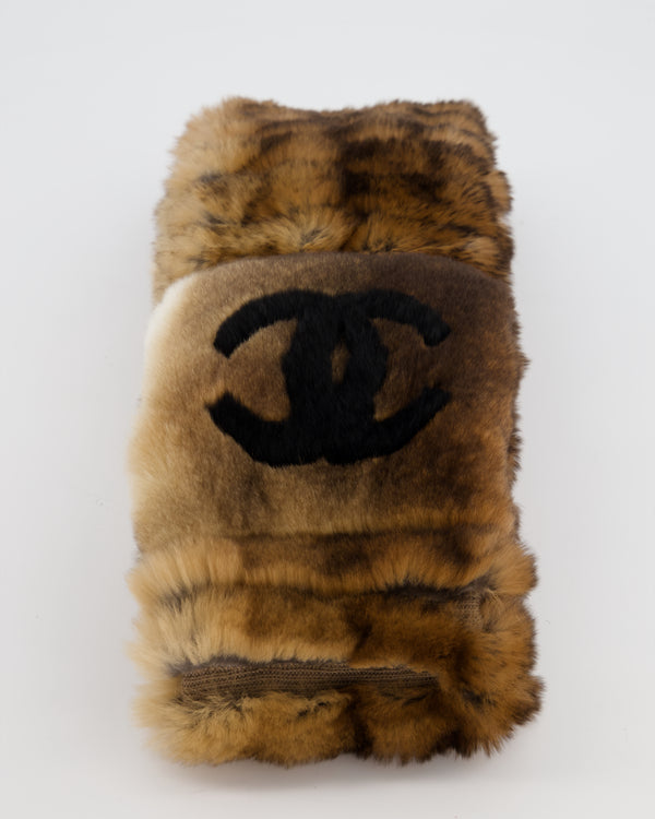 Chanel Brown Gradient Orylag Fur CC Logo Scarf