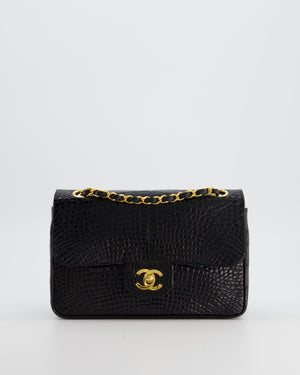 *RARE* Chanel Black Classic Flap Bag in Crocodile Patent Leather with Gold Hardware