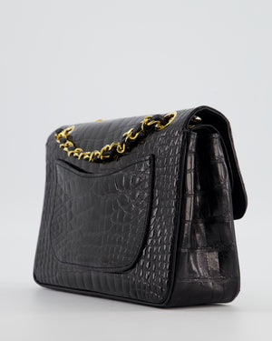 *RARE* Chanel Black Classic Flap Bag in Crocodile Patent Leather with Gold Hardware