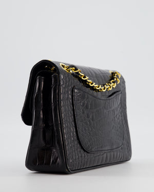 *RARE* Chanel Black Classic Flap Bag in Crocodile Patent Leather with Gold Hardware