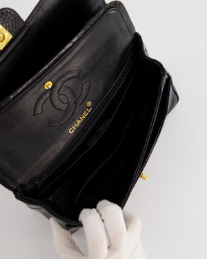 *RARE* Chanel Black Classic Flap Bag in Crocodile Patent Leather with Gold Hardware